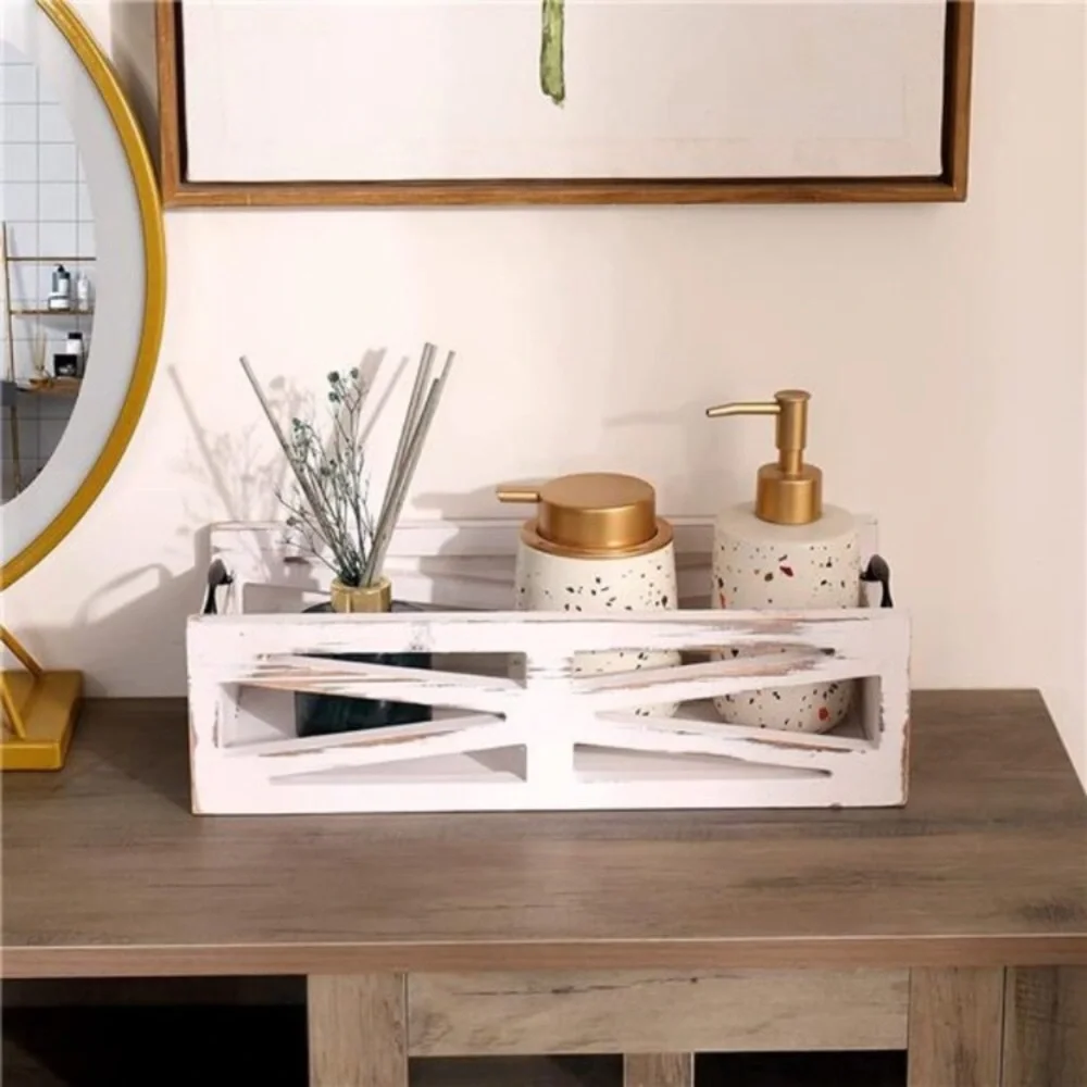 Toilet Paper Wood Holder Decor Box Farmhouse White NWT
